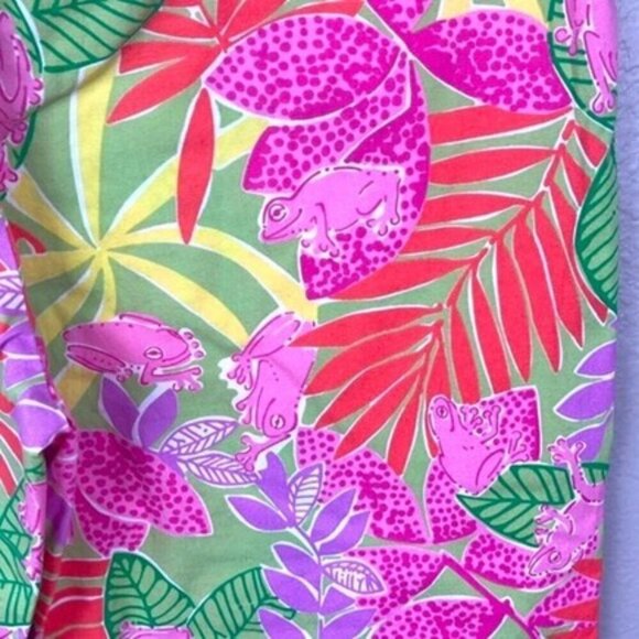 Lilly Pulitzer Pants Bottoms Up Tree Frog Pink Tropical Leaf High-Rise Crop 8 - Picture 6 of 11